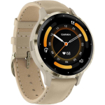Garmin Venu 3S Stainless Steel 41mm Waterproof Smartwatch with Heart Rate Monitor (Soft Gold Stainless Steel Bezel with French Gray Case and Leather Band) - Image 2