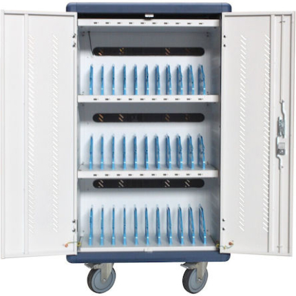 Techly Charging Station with 30 USB-A Output Ports White Blue