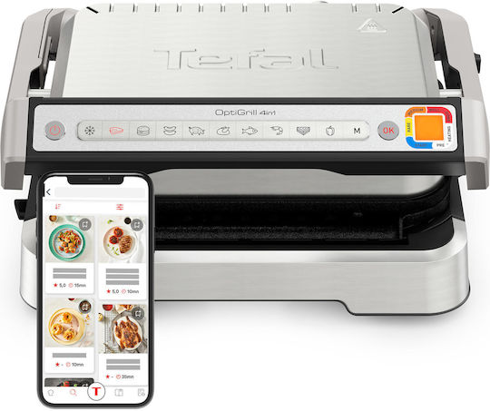 Tefal Optigrill 4-in-1 Tabletop Electric Grill Smooth and Ribbed Plate 2100W Inox with Lid and Adjustable Thermostat - Image 1