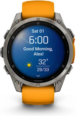 Garmin Fenix 8 Titanium 47mm Waterproof Smartwatch with Heart Rate Monitor (Sapphire, Titanium With Spark Orange/Graphite Silicone Band) - Image 1