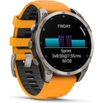 Garmin Fenix 8 Titanium 47mm Waterproof Smartwatch with Heart Rate Monitor (Sapphire, Titanium With Spark Orange/Graphite Silicone Band) - Image 2