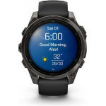 Garmin Fenix 8 Titanium 47mm Waterproof Smartwatch with Heart Rate Monitor (Sapphire, Carbon Grey Dlc Titanium With Black/pebble Grey Silicone Band)