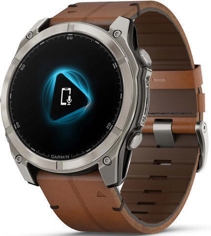 Garmin Fenix 8 Titanium 51mm Waterproof Smartwatch with Heart Rate Monitor (Sapphire, Titanium with Chestnut Leather Band) - Image 1