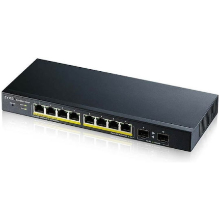 Zyxel GS1900-10HP Managed L2 PoE+ Switch with 8 Gigabit (1Gbps) Ethernet Ports and 2 SFP Ports