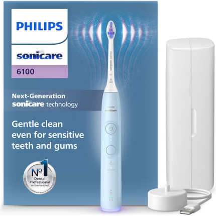 Philips Electric Toothbrush with Pressure Sensor and Travel Case HX7406/02 Light Blue