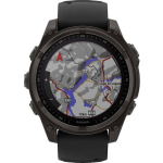 Garmin Fenix 8 Solar Titanium 47mm Waterproof Smartwatch with Heart Rate Monitor (Sapphire, Carbon Grey Dlc Titanium With Black/pebble Grey Silicone Band)