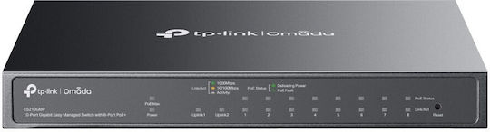 TP-LINK Omada ES210GMP Managed L2 PoE+ Switch with 8 Gigabit (1Gbps) Ethernet Ports and 1 SFP Port - Image 1