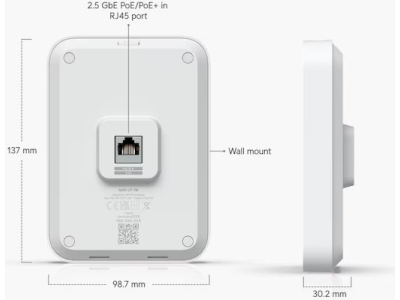 Ubiquiti U7 In-Wall Access Point with Mesh Wi-Fi 7 Dual Band (2.4 & 5GHz) Single Kit - Image 3