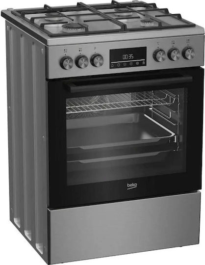 Beko Cooker 72lt with Natural Gas Hobs W60cm. Inox - Image 1