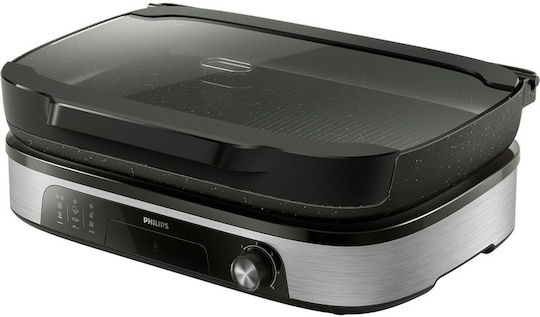 Philips Tabletop Electric Grill Smooth and Ribbed Plate with Lid and Adjustable Thermostat - Image 1