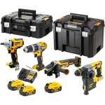 DEWALT DCK428P3T Σετ Γωνιακός Τροχός, Κρουστικό Δραπανοκατσάβιδο, Μπουλονόκλειδο & Πιστολέτο Brushless 18V με 3 Μπαταρίες 5Ah και Θήκη - Image 4