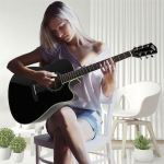 V-tone Semi-Acoustic Guitar Cutaway Black / Spruce - Image 2