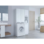 Topeshop Marpol DD Bathroom Cabinet Laundry L96xW30xH183cm White - Image 6